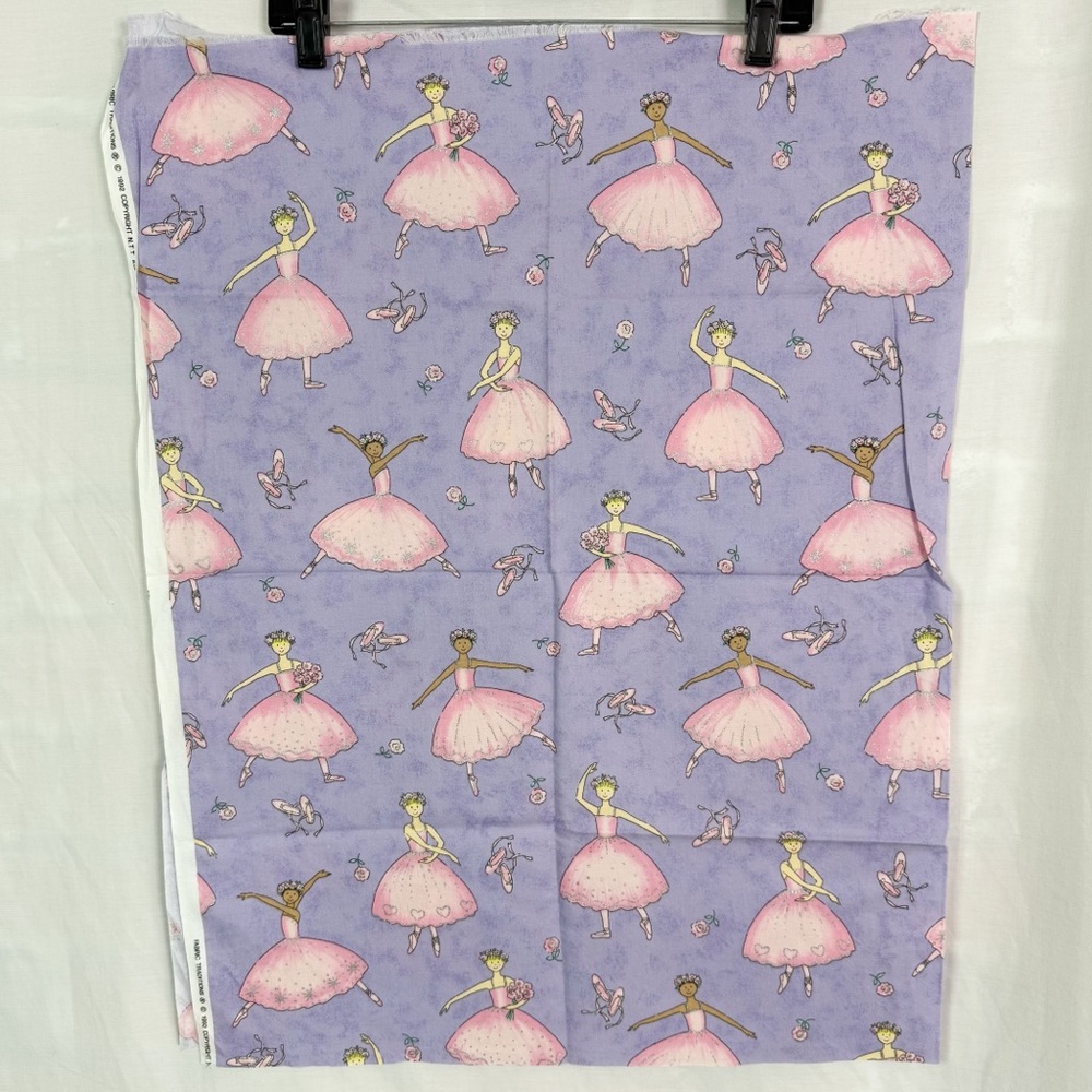 Fabric Traditions Vintage 1992 Purple Pink Ballerina Fabric Remnant